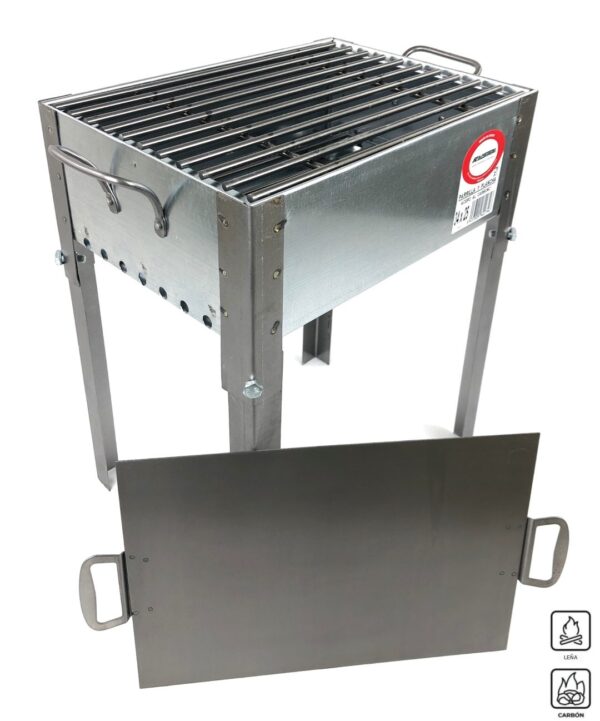 Barbacoa acero galvanizado, con parrilla y plancha